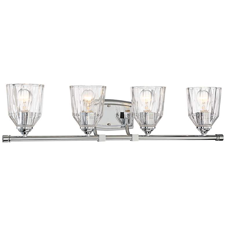 Image 1 D&#39;or 33 inch Wide Chrome and Faceted Glass 4-Light Bath Light