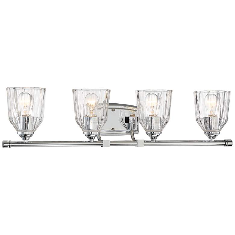 Image 1 D'or 33" Wide Chrome and Faceted Glass 4-Light Bath Light