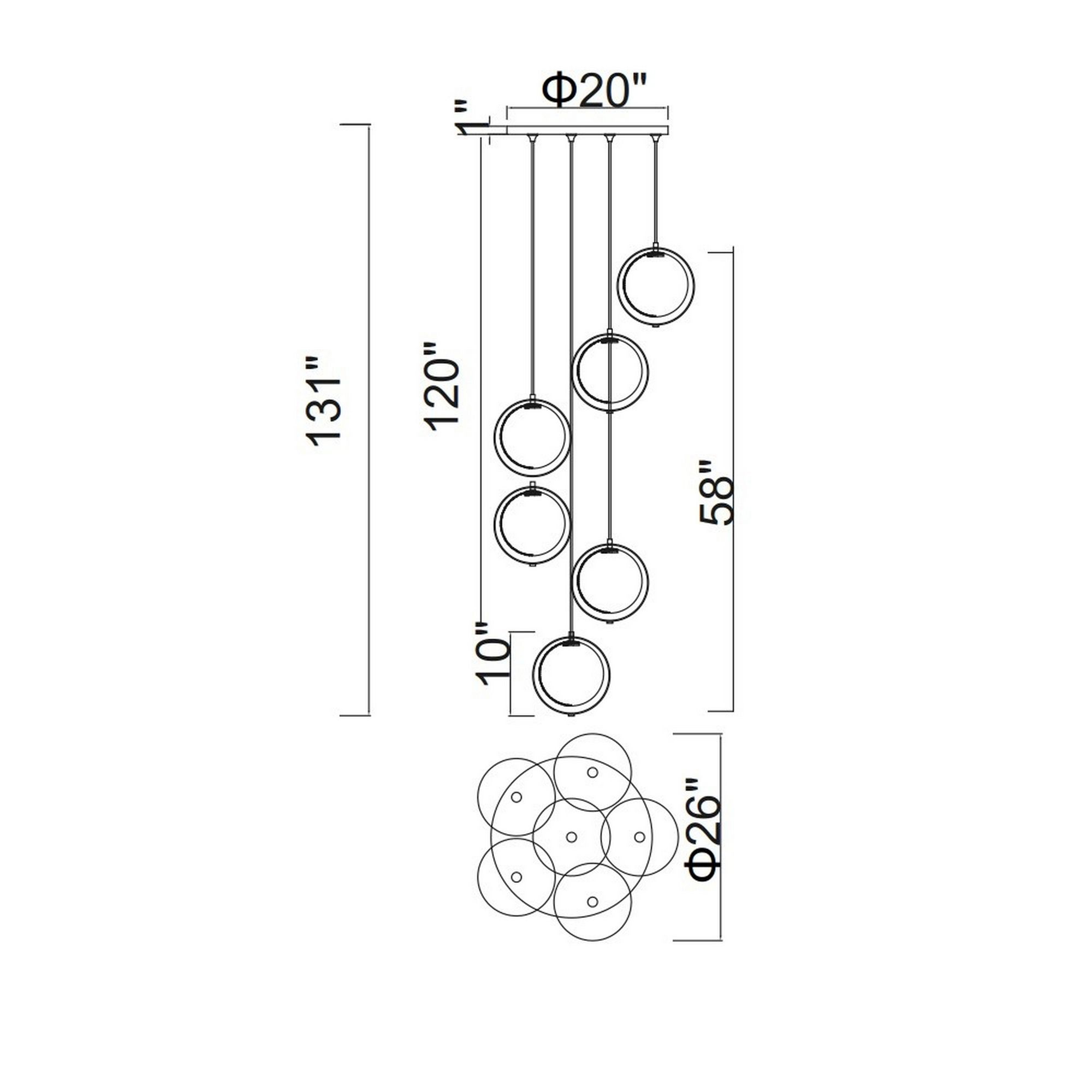 Da Vinci 6 Light 24in Brass Multi Light Pendant