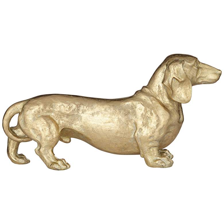 Image 1 Dachshund 16 1/4 inch Wide Shiny Gold Figurine