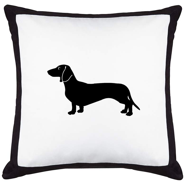 Image 1 Dachshund Black Canvas and Microsuede 18 inch Square Pillow