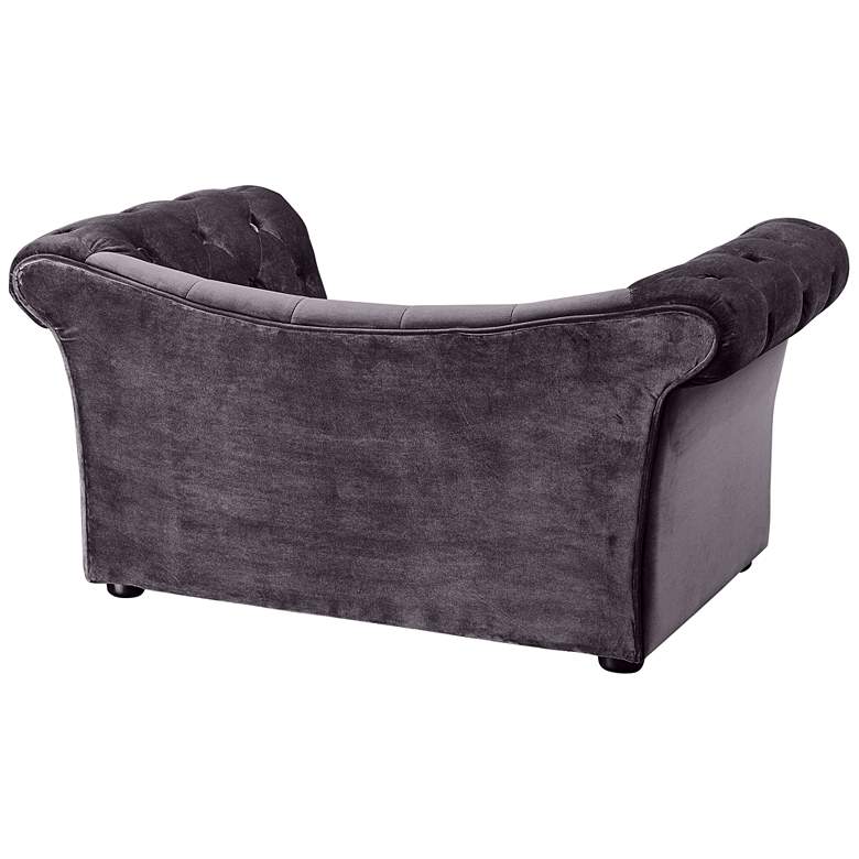 Image 4 Dachshund Gray Velvet and Wood Pet Bed more views