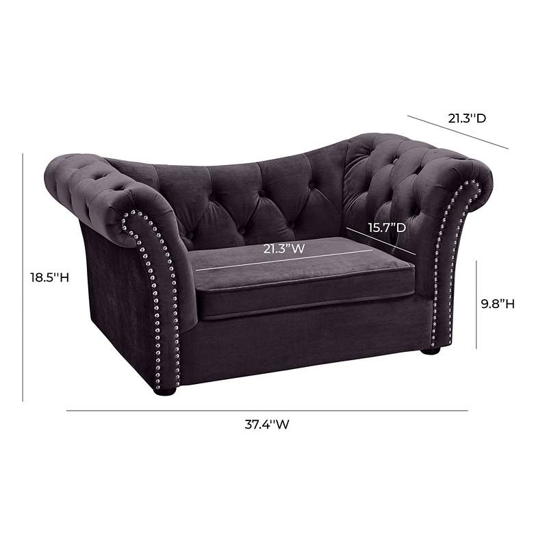 Image 7 Dachshund Gray Velvet and Wood Pet Bed more views