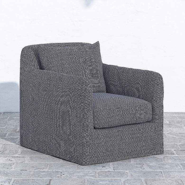 Image 1 Dade Faye Navy Fabric Outdoor Swivel Chair