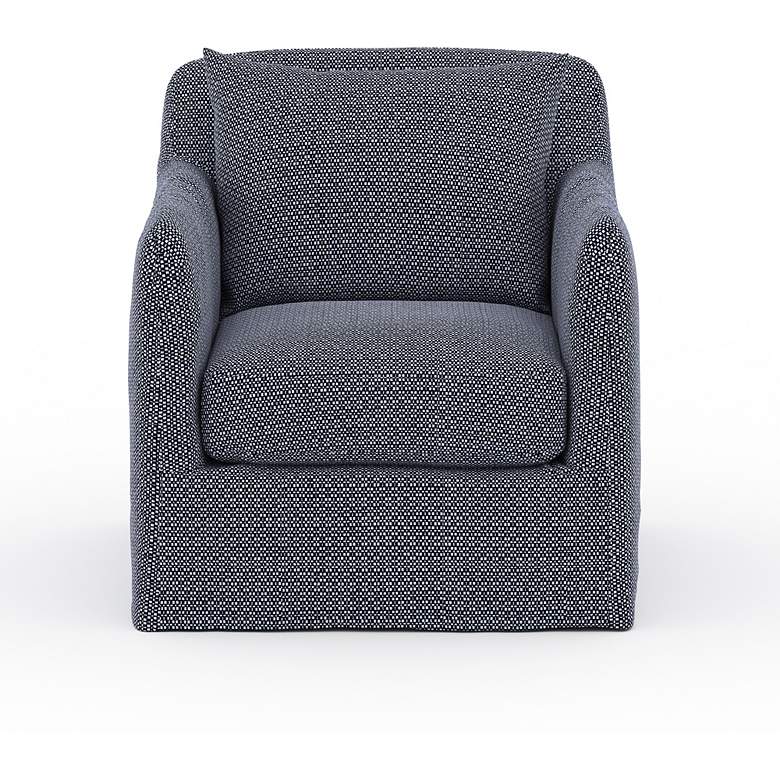 Dade Faye Navy Fabric Outdoor Swivel Chair more views