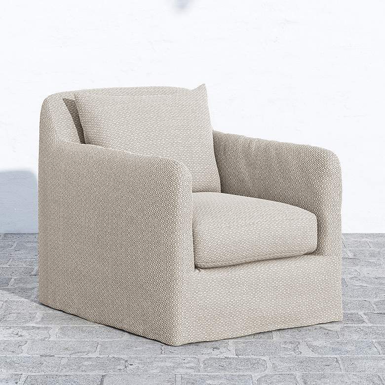 Image 1 Dade Faye Sand Fabric Outdoor Swivel Chair