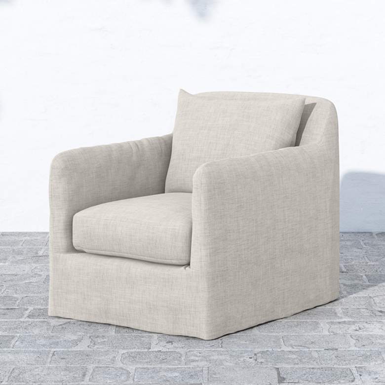 Image 1 Dade Stone Gray Fabric Outdoor Swivel Chair