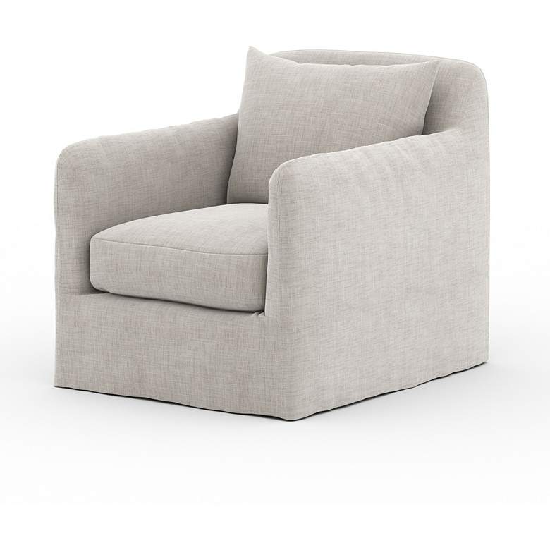 Image 3 Dade Stone Gray Fabric Outdoor Swivel Chair more views