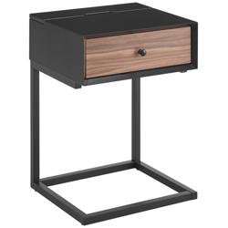 Daeg 18&quot;W Black 1-Drawer Smart Side Table with USB Outlet