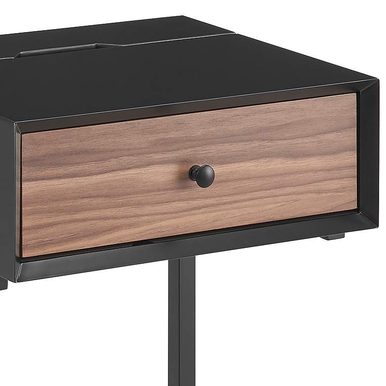 Image 2 Daeg 18 inchW Black 1-Drawer Smart Side Table with USB Outlet more views
