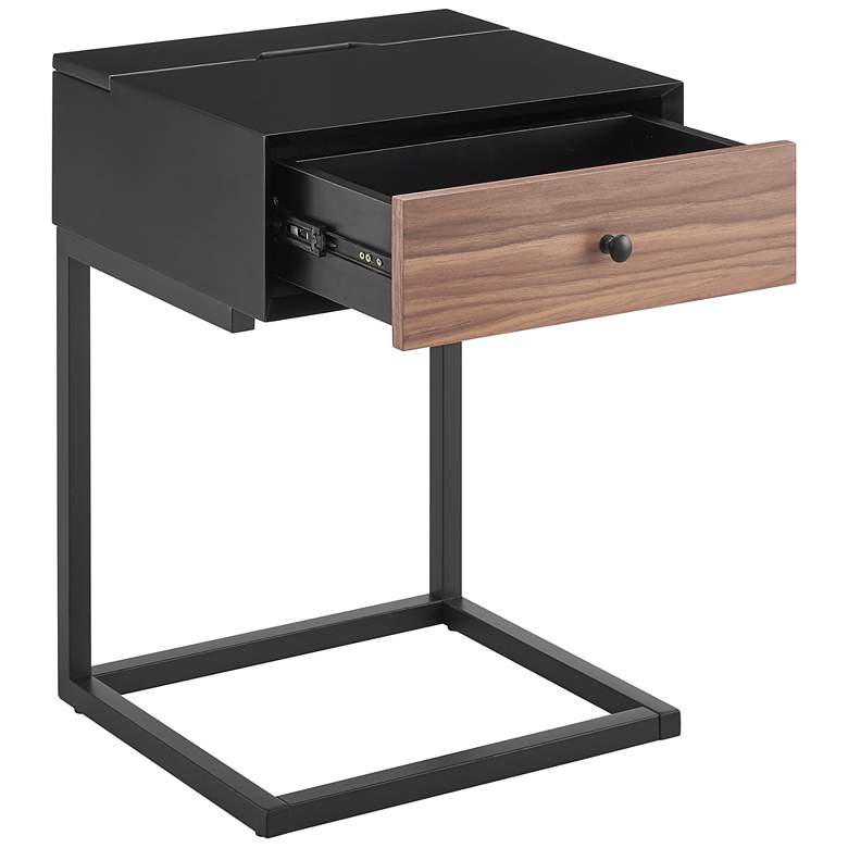 Image 7 Daeg 18 inchW Black 1-Drawer Smart Side Table with USB Outlet more views