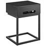 Daeg 18"W Black 1-Drawer Smart Side Table with USB Outlet