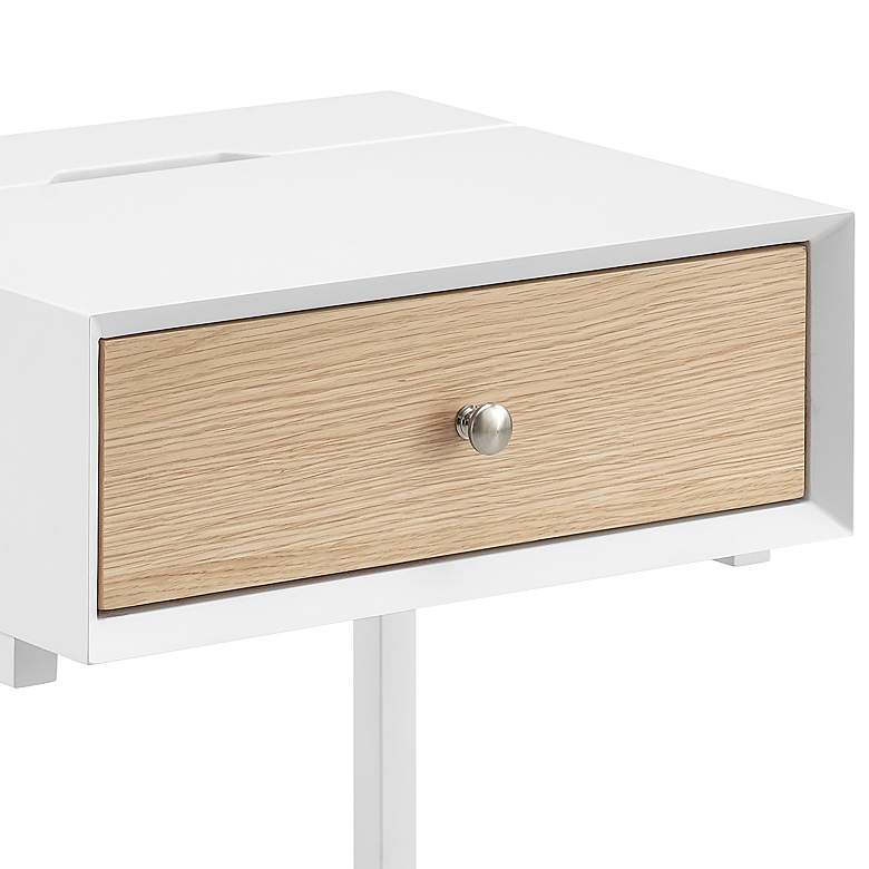 Image 2 Daeg 18 inchW White 1-Drawer Smart Side Table with USB Outlet more views