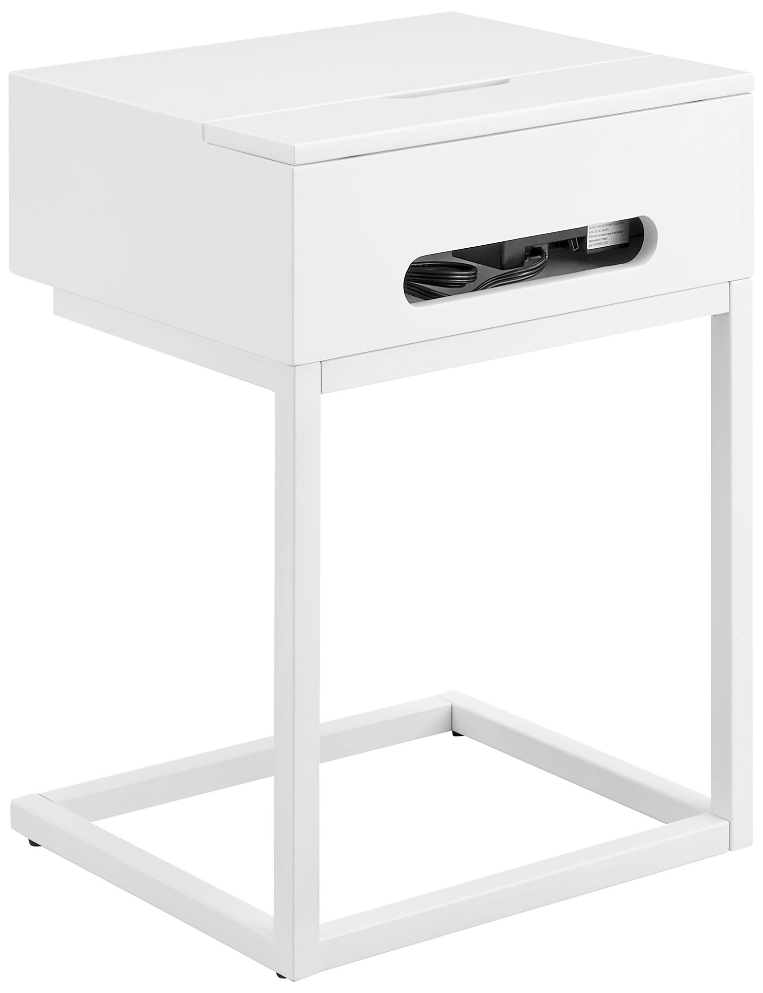 Daeg 18"W White 1-Drawer Smart Side Table with USB Outlet