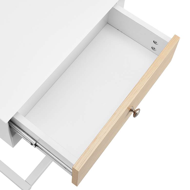 Image 3 Daeg 18"W White 1-Drawer Smart Side Table with USB Outlet more views