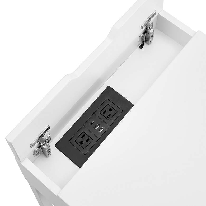 Image 4 Daeg 18 inchW White 1-Drawer Smart Side Table with USB Outlet more views