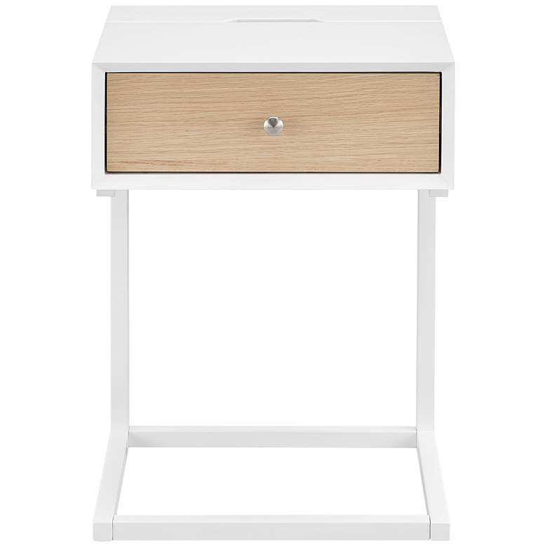 Image 7 Daeg 18 inchW White 1-Drawer Smart Side Table with USB Outlet more views
