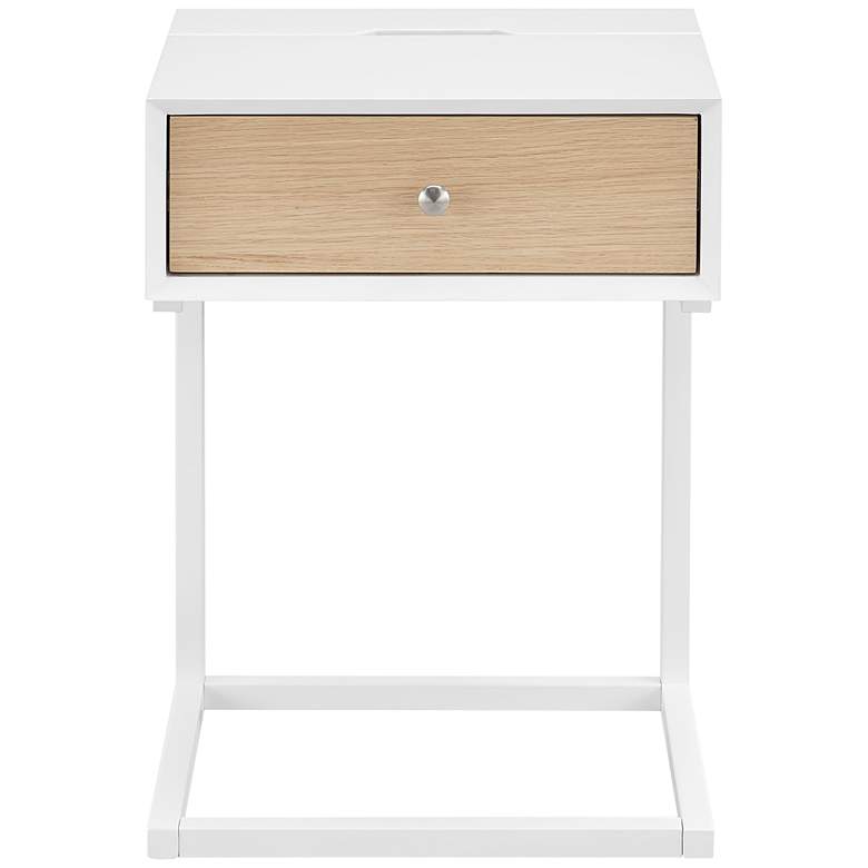 Image 7 Daeg 18"W White 1-Drawer Smart Side Table with USB Outlet more views