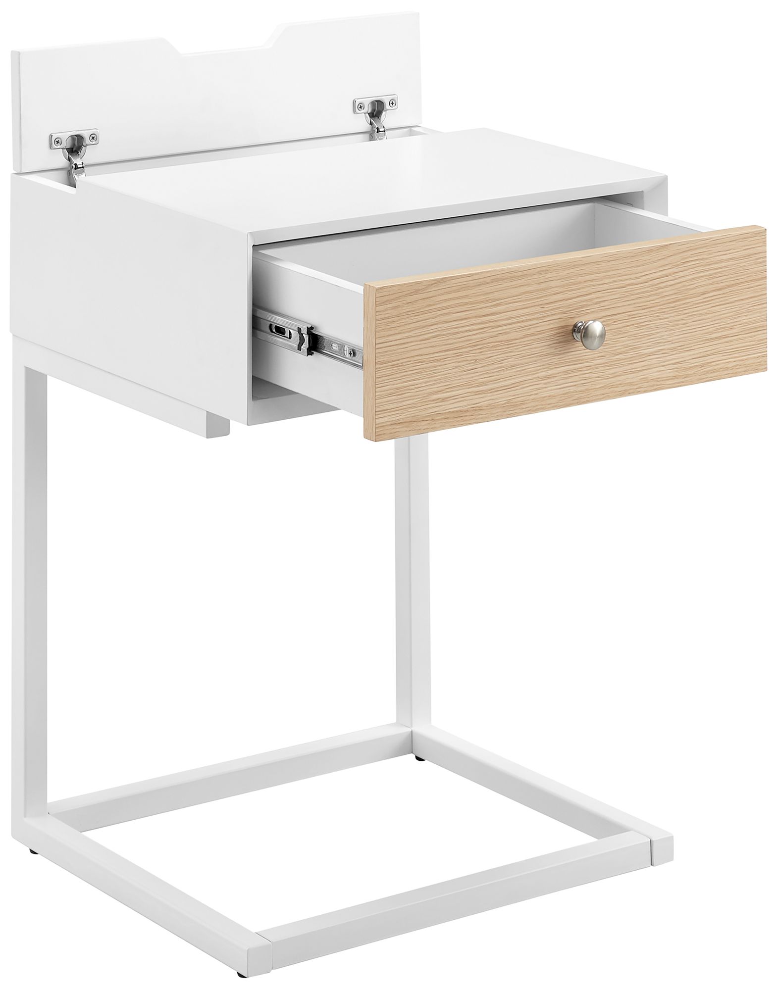 Daeg 18"W White 1-Drawer Smart Side Table with USB Outlet