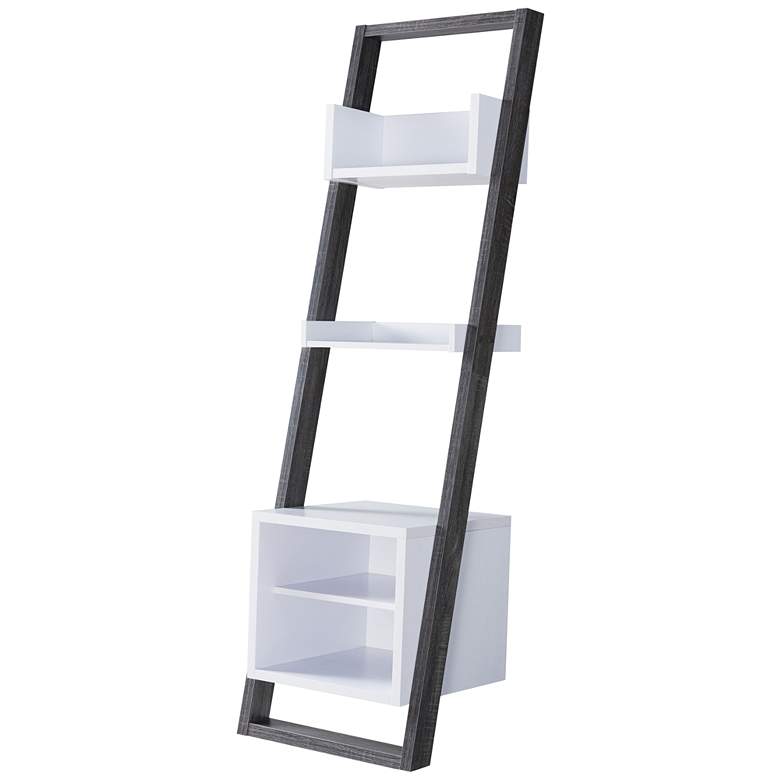 Daemore 20 3/4 inch Wide Gray and White 5-Shelf Ladder Bookcase more views