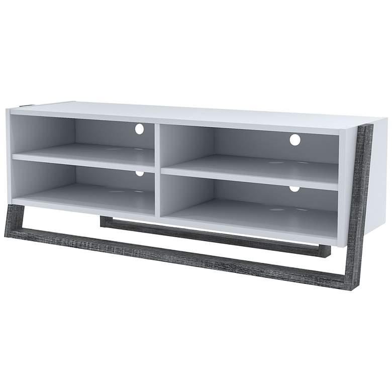 Image 5 Daemore 49 1/2 inch Distressed Gray and White 4-Shelf TV Stand more views