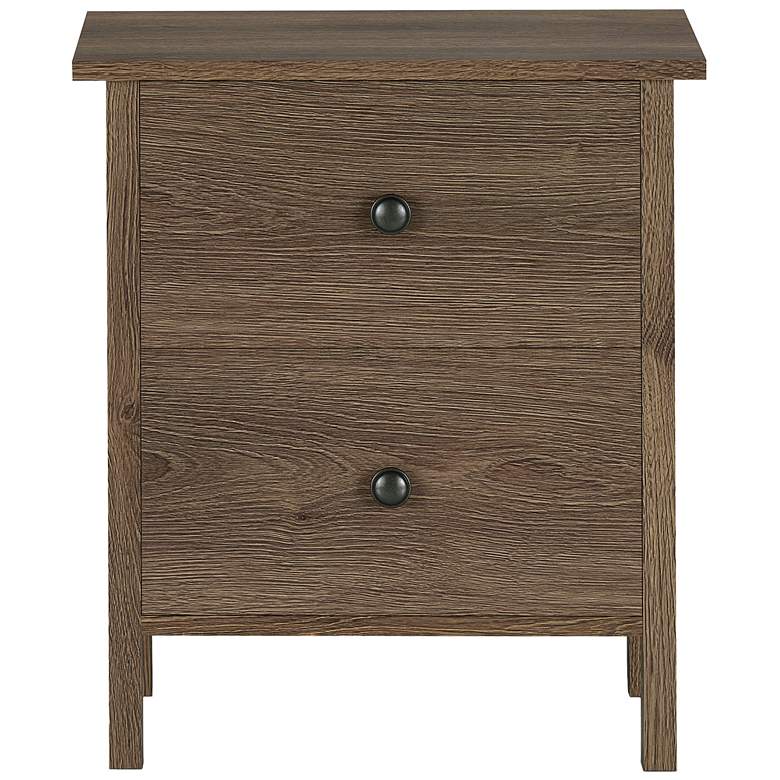 Image 4 Daena 19" Wide Distressed Walnut Wood 2-Drawer Nightstand more views