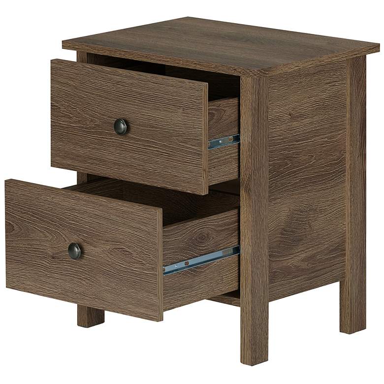 Image 7 Daena 19" Wide Distressed Walnut Wood 2-Drawer Nightstand more views