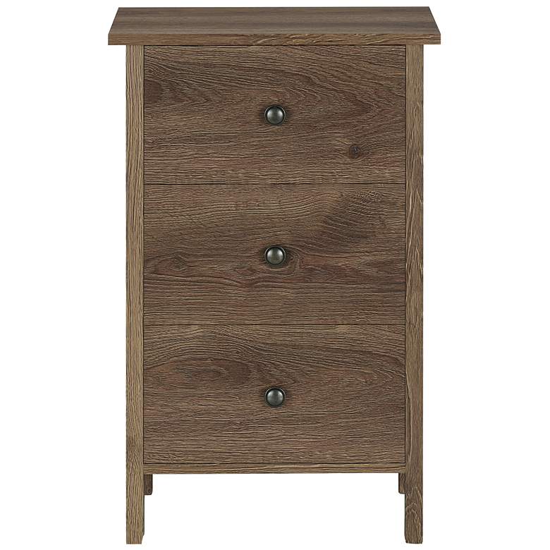 Image 4 Daena 19" Wide Distressed Walnut Wood 3-Drawer Nightstand more views