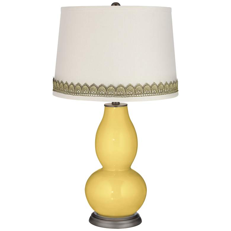 Image 1 Daffodil Double Gourd Table Lamp with Scallop Lace Trim
