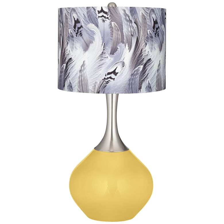 Image 1 Daffodil Feather Print Shade Spencer Table Lamp