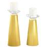Daffodil Yellow Meghan Glass Candle Holders Set of 2