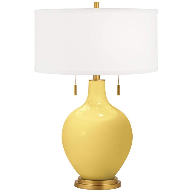 Image 2 Daffodil Yellow Toby Brass Accents Table Lamp with USB Dimmer