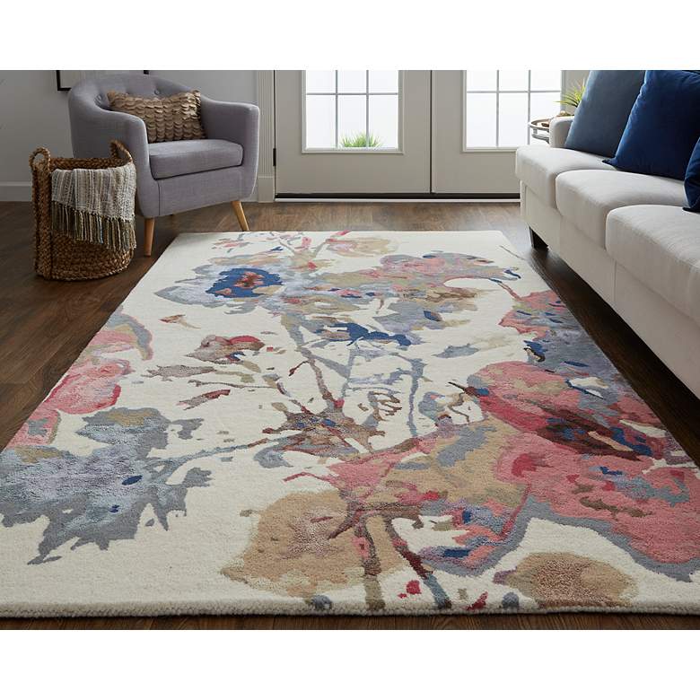 Image 1 Dafney 8865F 8'x10' Blue and Pink Rectangle Area Rug