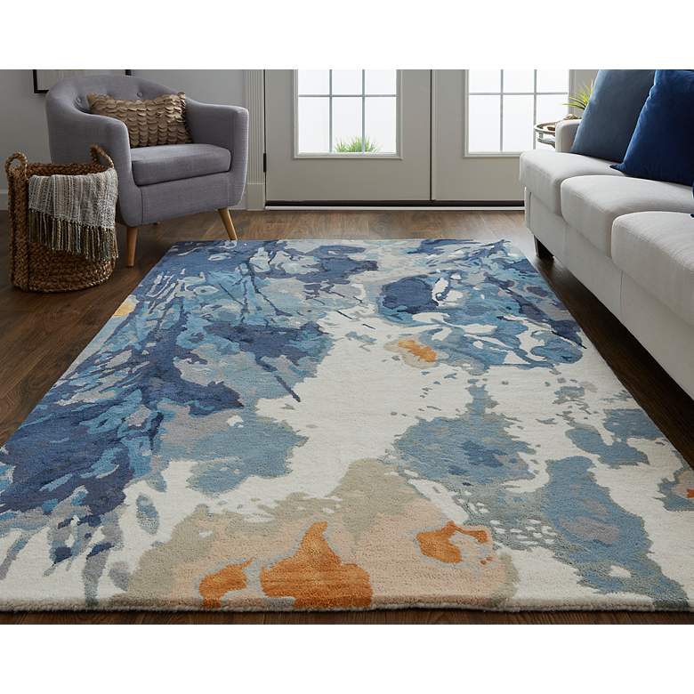 Image 1 Dafney 8871F 8'x10' Blue and Yellow Rectangle Area Rug