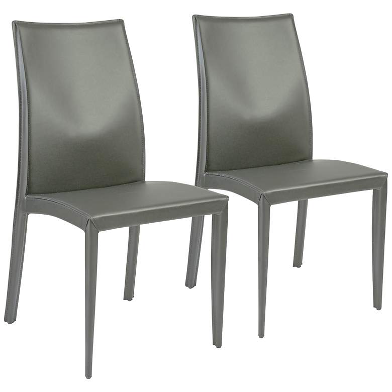Image 1 Dafney Gray Bonded Leather Side Chair Set of 2