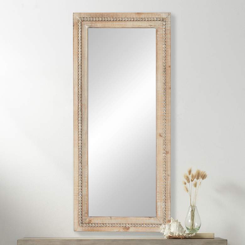 Image 1 Daga Distressed Brown Wood 24 inch x 54 inch Rectangular Wall Mirror
