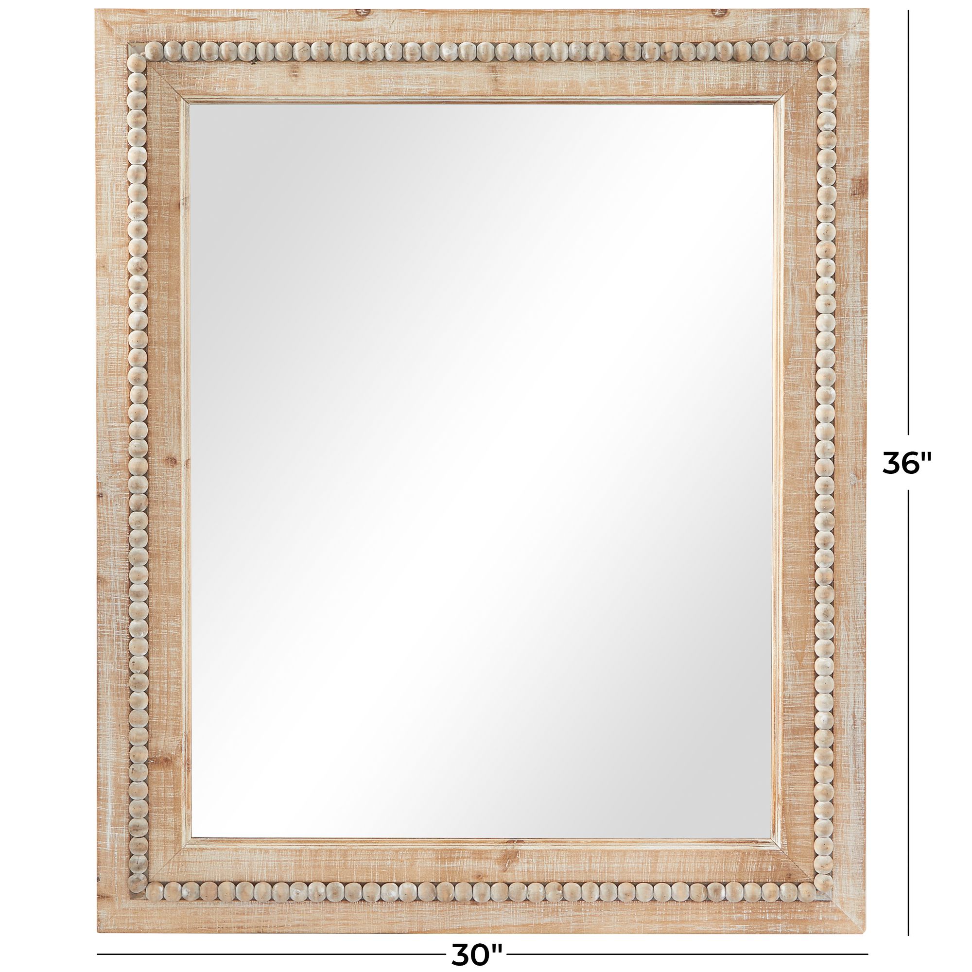 Daga Distressed Brown Wood 30" x 36" Rectangular Wall Mirror 961P5