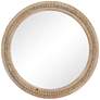Daga Matte Brown Wood with Beaded 28" Round Wall Mirror