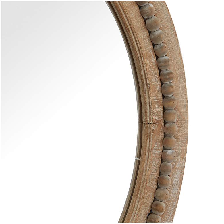 Image 3 Daga Matte Brown Wood with Beaded 28" Round Wall Mirror more views