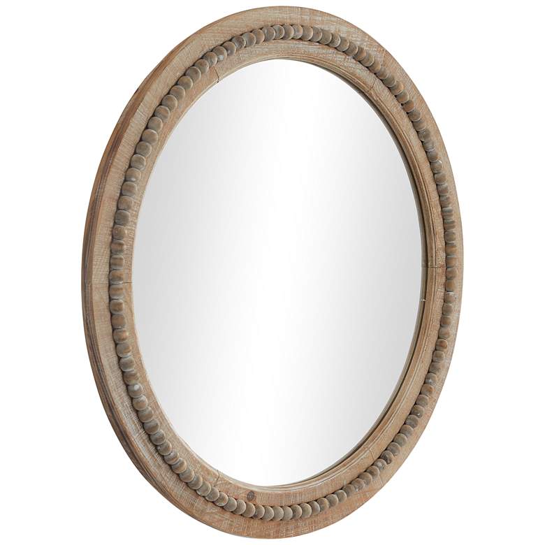 Image 4 Daga Matte Brown Wood with Beaded 28 inch Round Wall Mirror more views