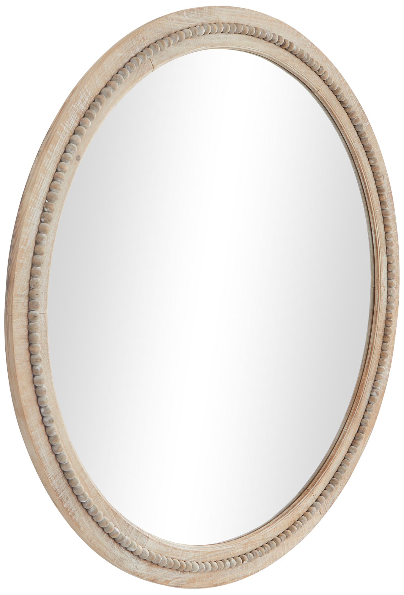 Image 3 Daga Matte Brown Wood with Beaded 44" Round Wall Mirror more views