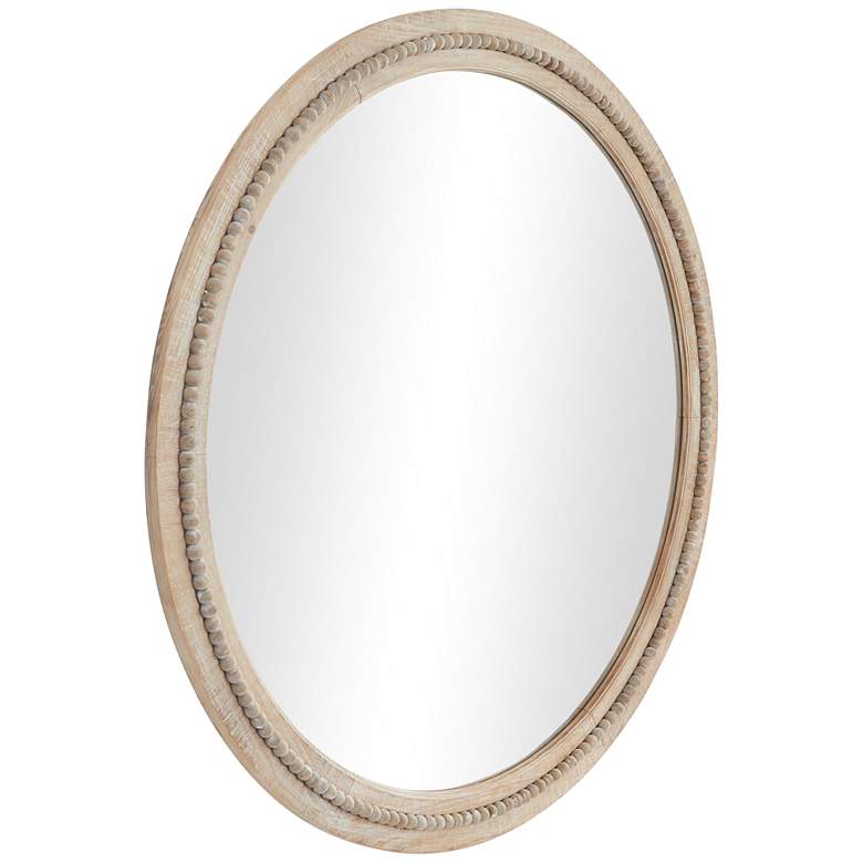 Image 3 Daga Matte Brown Wood with Beaded 44 inch Round Wall Mirror more views