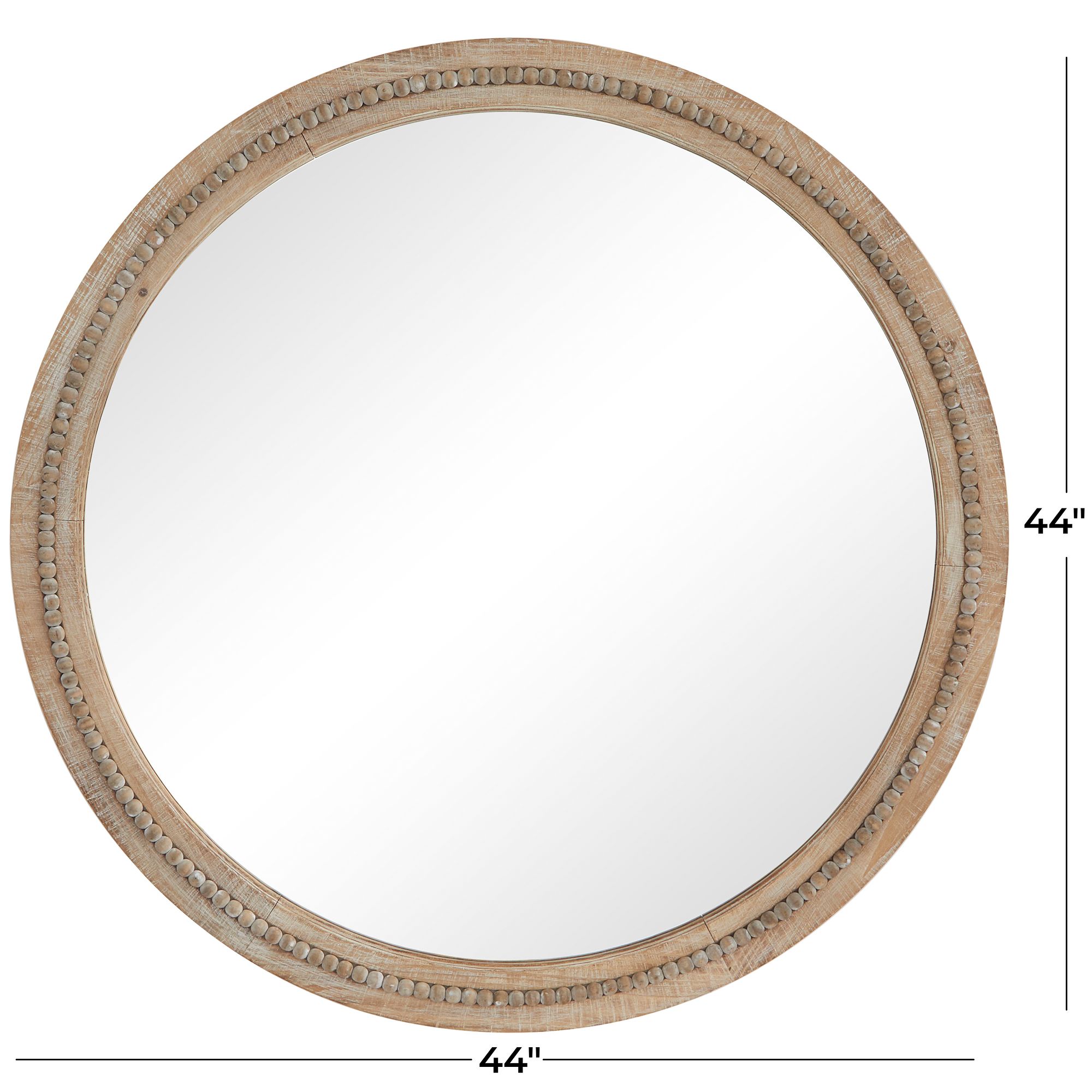 Image 6 Daga Matte Brown Wood with Beaded 44" Round Wall Mirror more views
