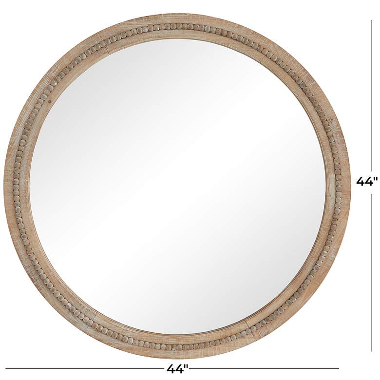 Image 6 Daga Matte Brown Wood with Beaded 44 inch Round Wall Mirror more views