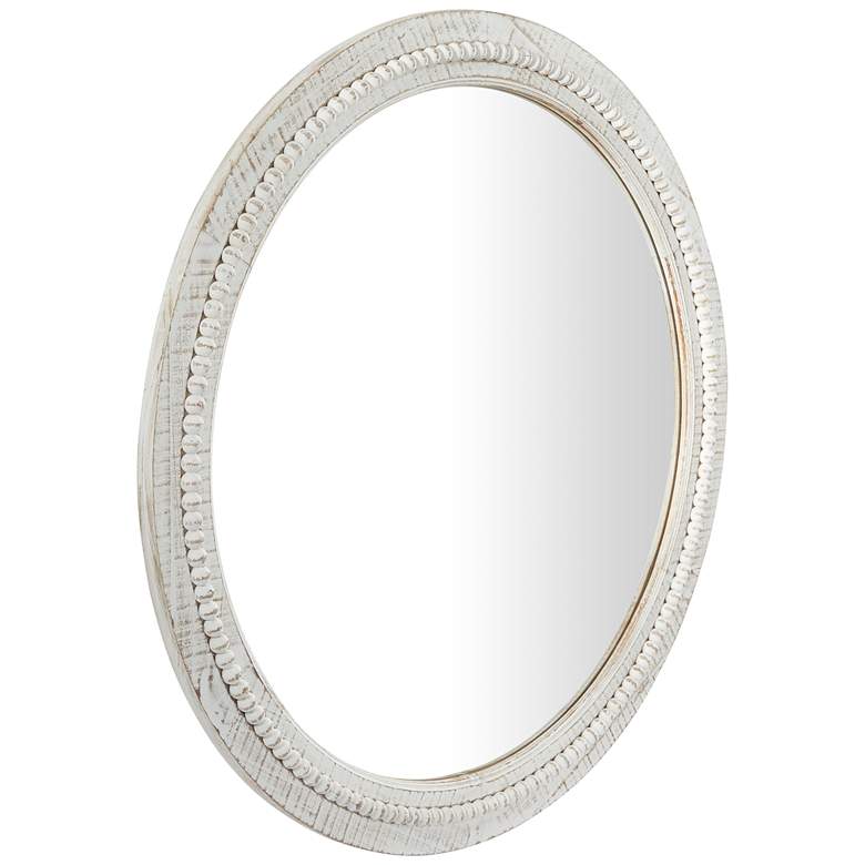 Image 4 Daga White-Washed Wood with Beaded 36 inch Round Wall Mirror more views