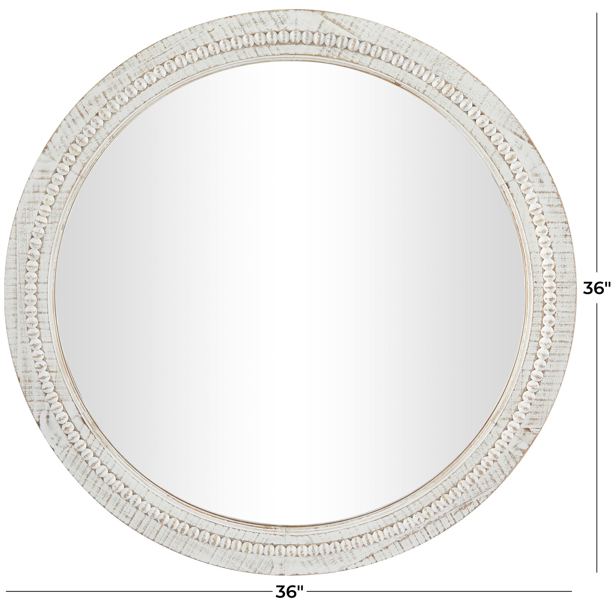 Image 6 Daga White-Washed Wood with Beaded 36" Round Wall Mirror more views