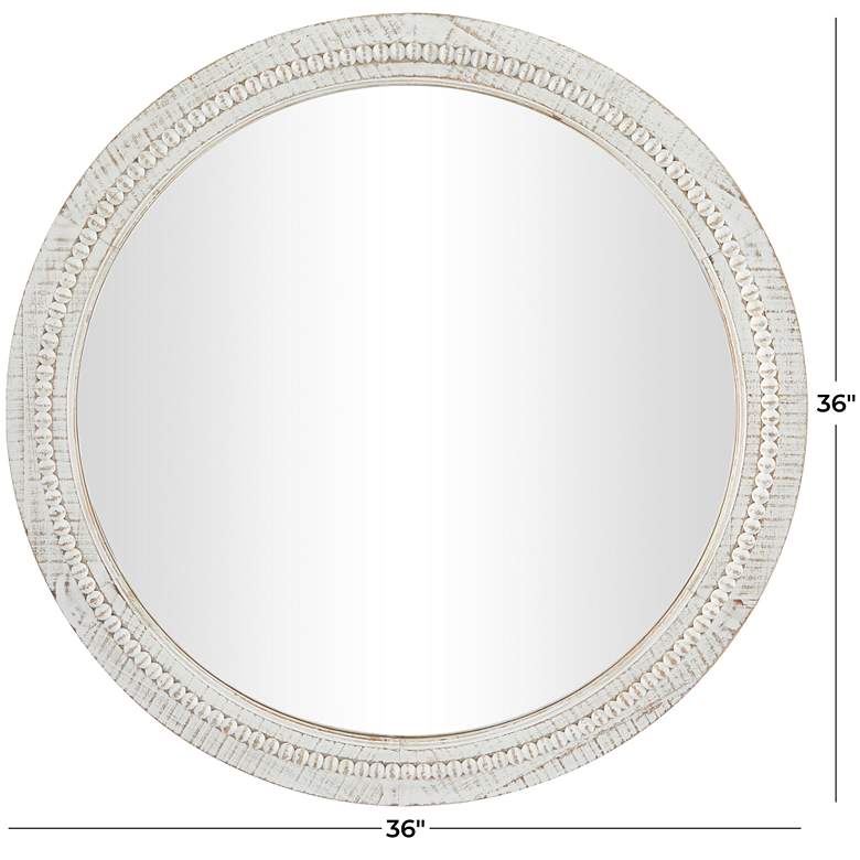 Image 6 Daga White-Washed Wood with Beaded 36 inch Round Wall Mirror more views