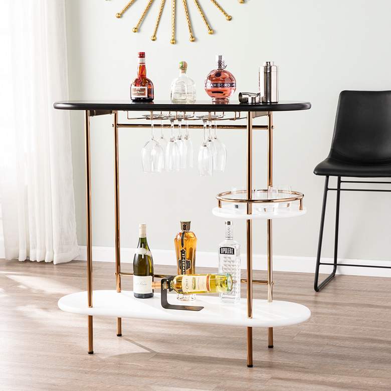Image 1 Dagney 40" Wide Black and White Wine and Bar Table