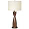 Dagny Chocolate Brown Wood Table Lamp with Outlet