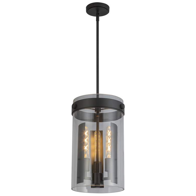 Image 1 Dahlia 10.25" Wide 3-Light Black Pendant w/ Clear Shade
